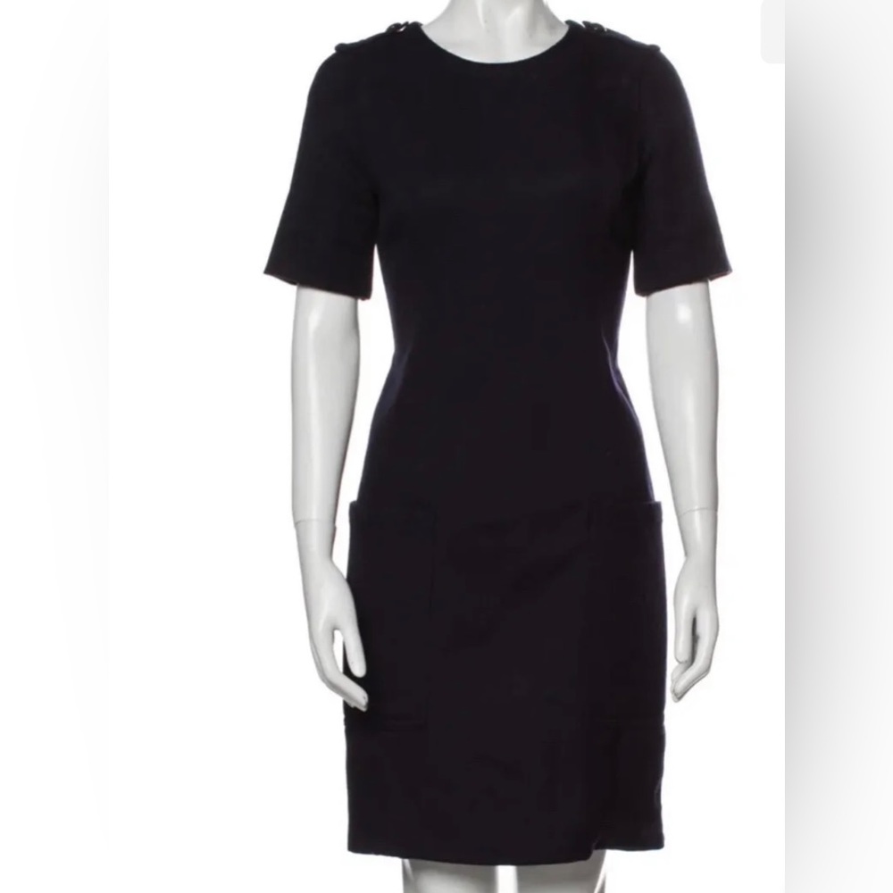 Burberry Brit Military Style wool Dress US 10 navy blue